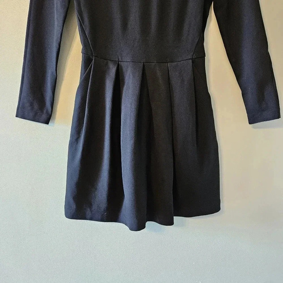 Aritzia Talula Tartine Pleated Fit and Flare Long Sleeve Black Mini Dress Size 4 - Picture 7 of 14